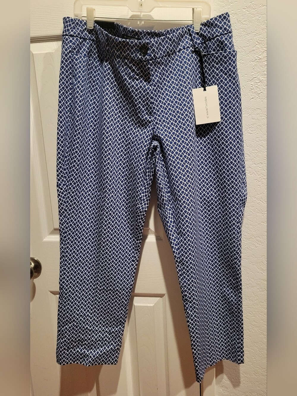 41 Hawthorn Blue and White Lattice Print Pants